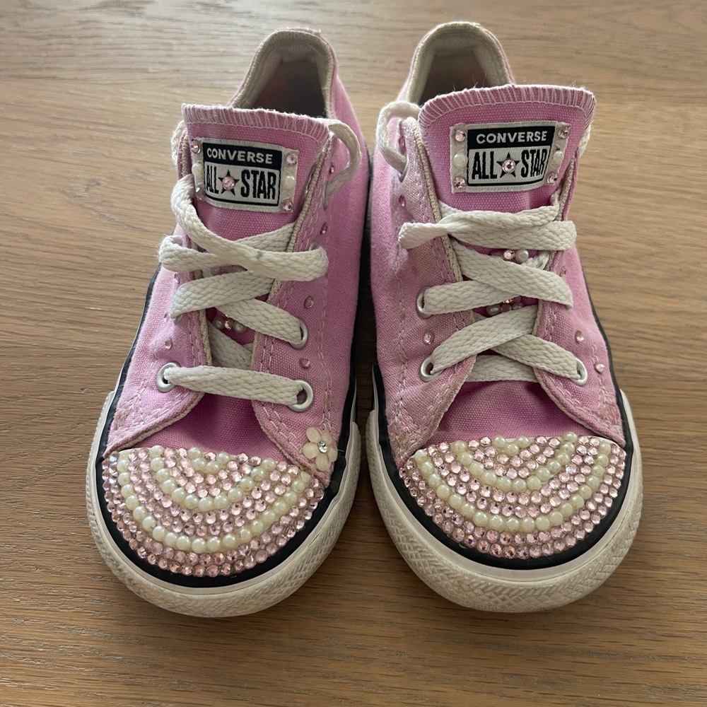 Converse Pink Chuck Taylor All-Star Sneakers with Rhinestone Toe Cap